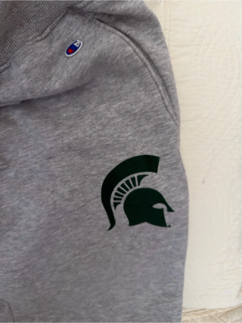 Champion Kids' Gray Sweatpants with Green Spartan Logo Size Large